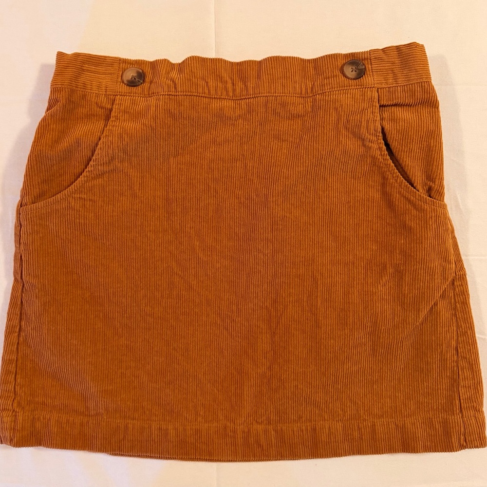 Copper Key Kids Girls XL Rust Orange Corduroy Mini Skirt Elastic Waist Pockets